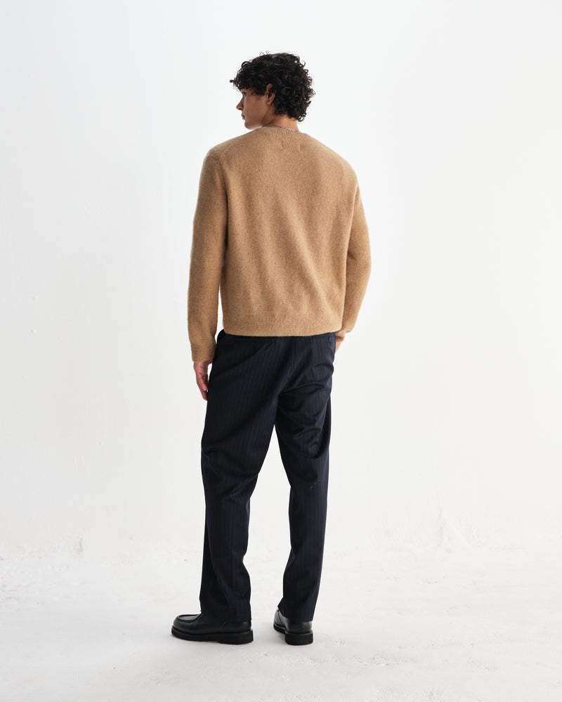wax london men's Wilde - Camel Fluffy Wool Crewneck