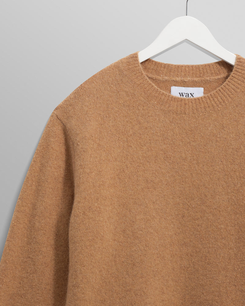 wax london men's Wilde - Camel Fluffy Wool Crewneck
