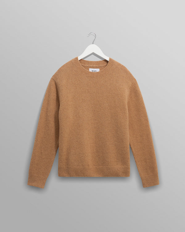 wax london men's Wilde - Camel Fluffy Wool Crewneck