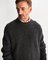 wax london men's Wilde - Charcoal Donegal Wool Crewneck