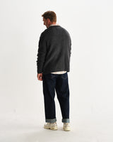 wax london men's Wilde - Charcoal Donegal Wool Crewneck