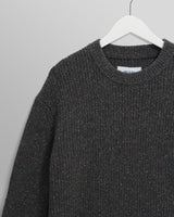 wax london men's Wilde - Charcoal Donegal Wool Crewneck