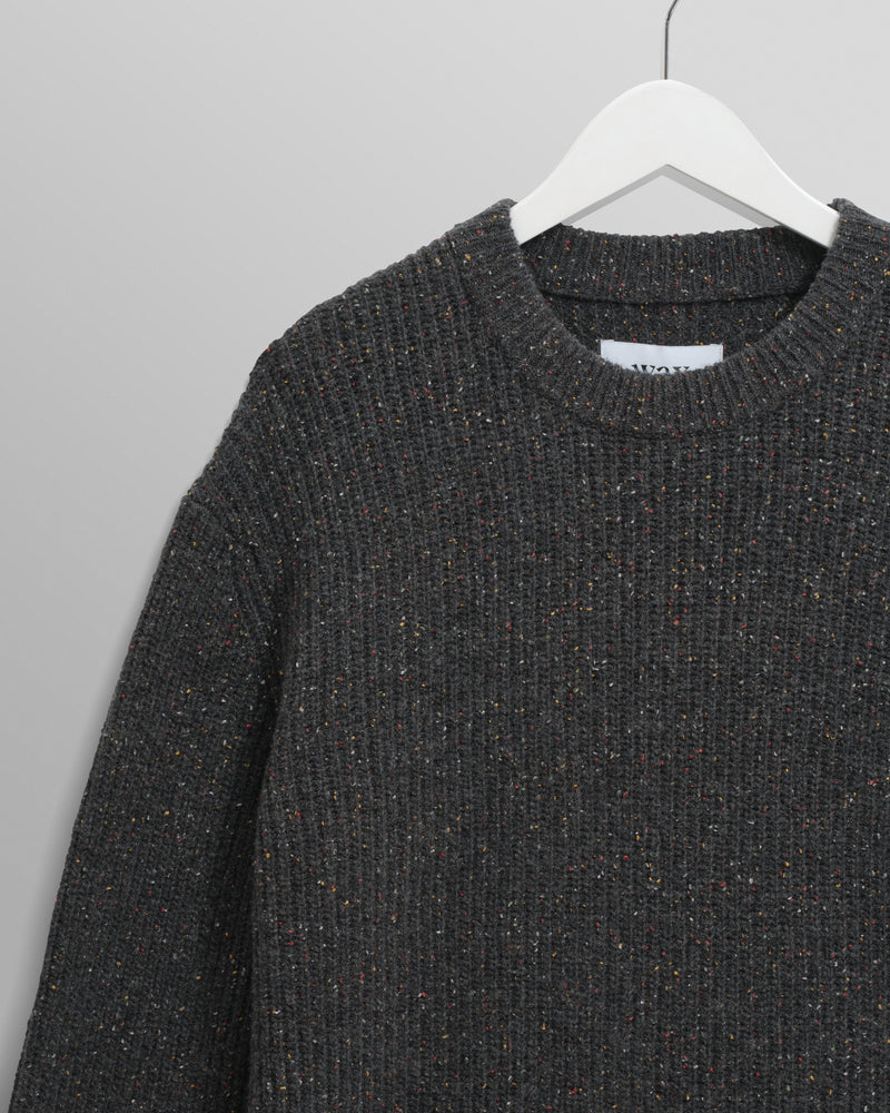 wax london men's Wilde - Charcoal Donegal Wool Crewneck