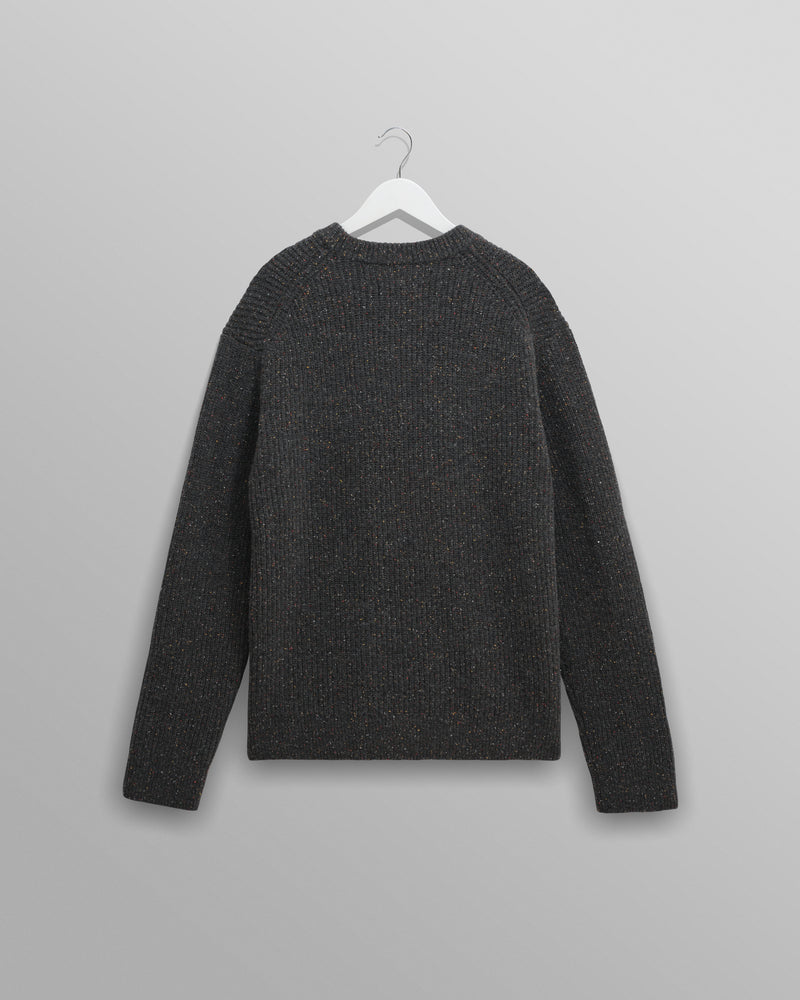 wax london men's Wilde - Charcoal Donegal Wool Crewneck