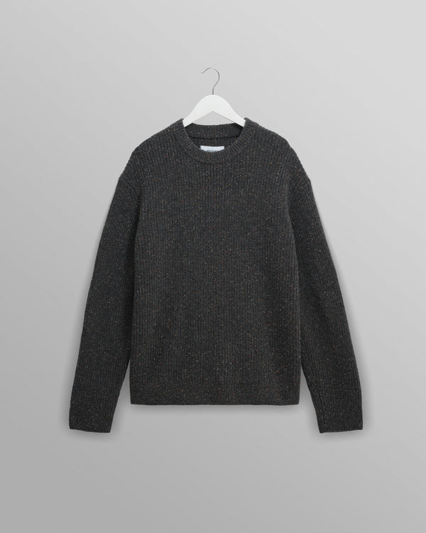 wax london men's Wilde - Charcoal Donegal Wool Crewneck