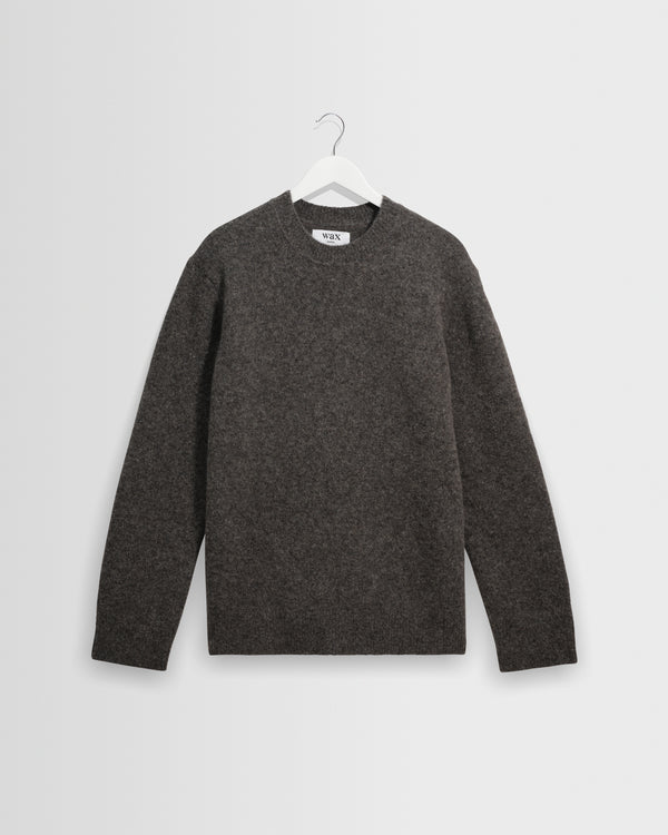 wax london men's Wilde - Charcoal Fluffy Wool Crewneck