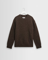 wax london men's Wilde - Chocolate Brown Fluffy Wool Crewneck
