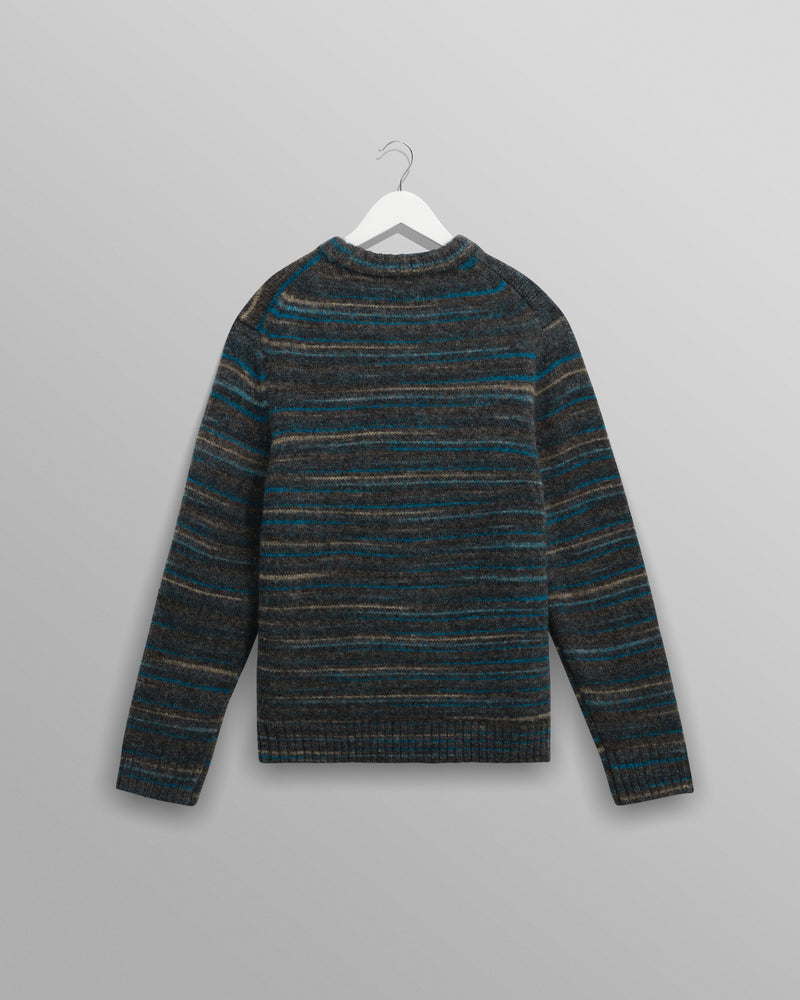 wax london men's Wilde - Grey And Teal Space Dye Wool Crewneck