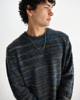 wax london men's Wilde - Grey And Teal Space Dye Wool Crewneck