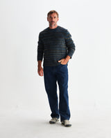 wax london men's Wilde - Grey And Teal Space Dye Wool Crewneck
