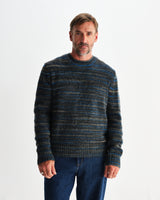 wax london men's Wilde - Grey And Teal Space Dye Wool Crewneck