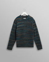 wax london men's Wilde - Grey And Teal Space Dye Wool Crewneck