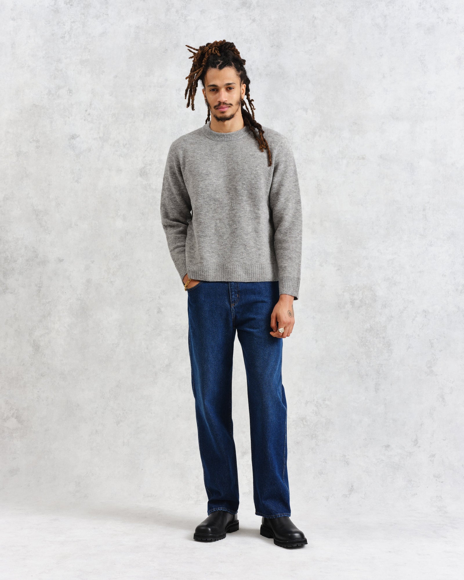 Men's Grey Marl Boucle Jumper | Wax London