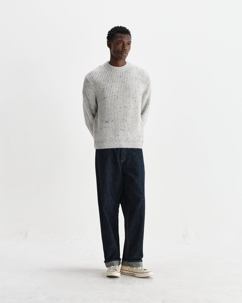 wax london men's Wilde - Multicolour Fleck Ribbed Chunky Wool Crewneck