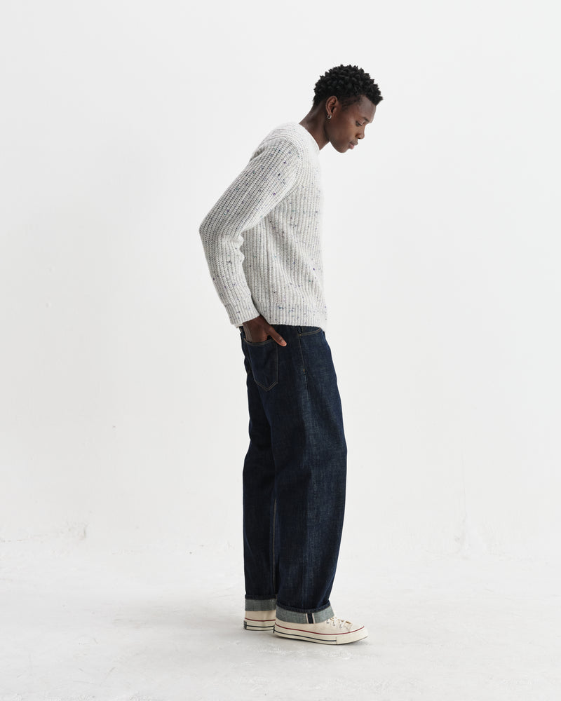 wax london men's Wilde - Multicolour Fleck Ribbed Chunky Wool Crewneck