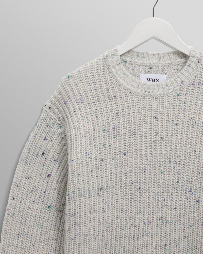 wax london men's Wilde - Multicolour Fleck Ribbed Chunky Wool Crewneck