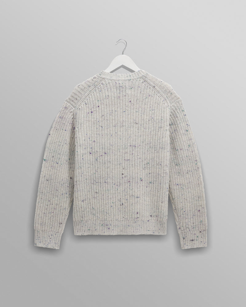 wax london men's Wilde - Multicolour Fleck Ribbed Chunky Wool Crewneck