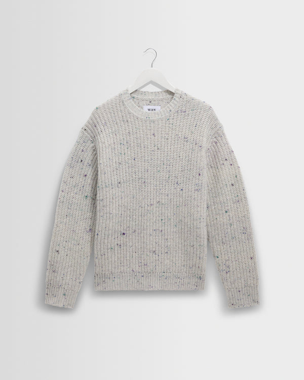 wax london men's Wilde - Multicolour Fleck Ribbed Chunky Wool Crewneck