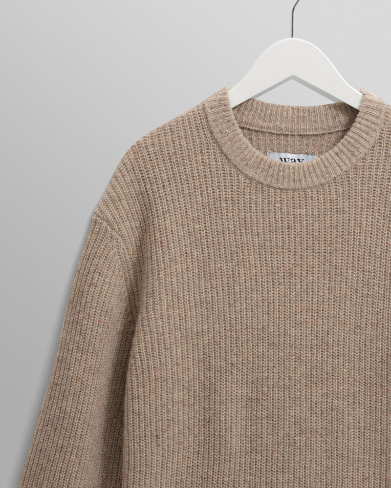 wax london men's Wilde - Natural Donegal Wool Crewneck