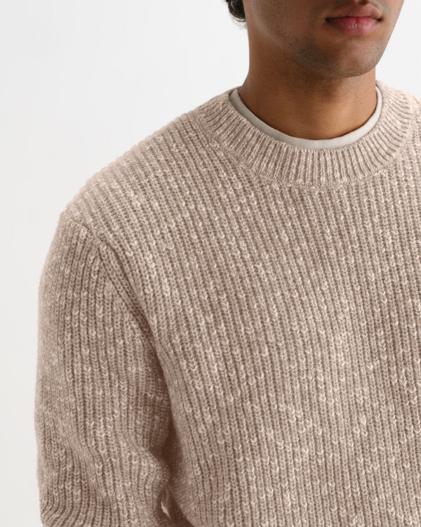 wax london men's Wilde - Natural Fleck Rib Wool Crewneck