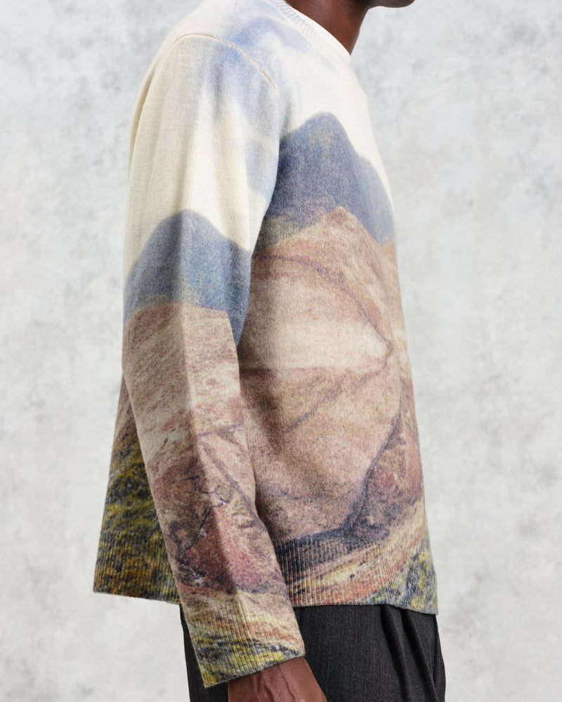 wax london Wilde - Natural Landscape Print Wool Jumper