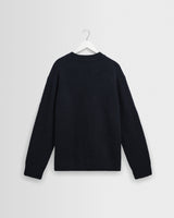 wax london men's Wilde - Navy Fluffy Wool Crewneck