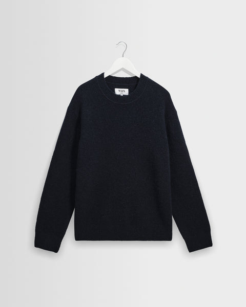 Wilde - Navy Fluffy Wool Crewneck