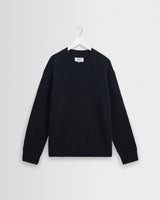 wax london men's Wilde - Navy Fluffy Wool Crewneck