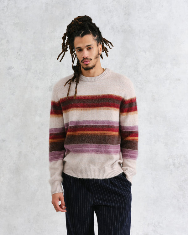 wax london Wilde - Oatmeal Brush Stripe Crew Neck