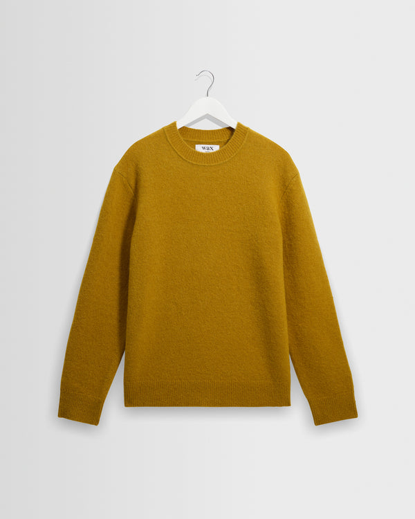 wax london men's Wilde - Olive Fluffy Wool Crewneck