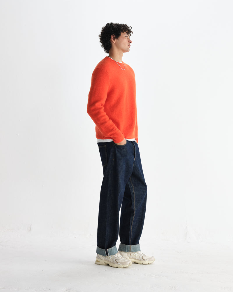 wax london men's Wilde - Orange Fluffy Wool Crewneck