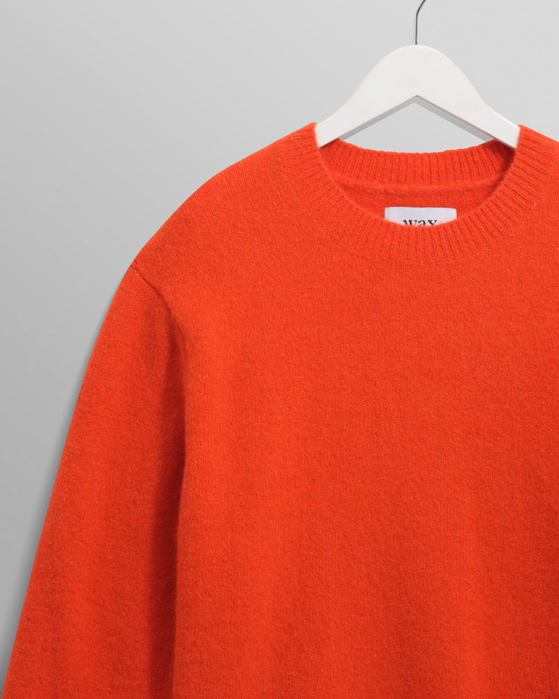 wax london men's Wilde - Orange Fluffy Wool Crewneck