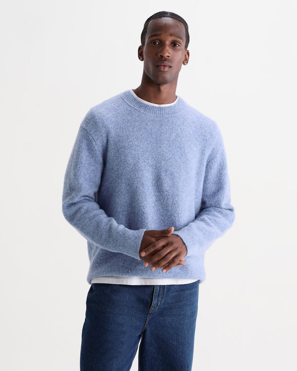 wax london men's Wilde - Pale Blue Fluffy Wool Crewneck