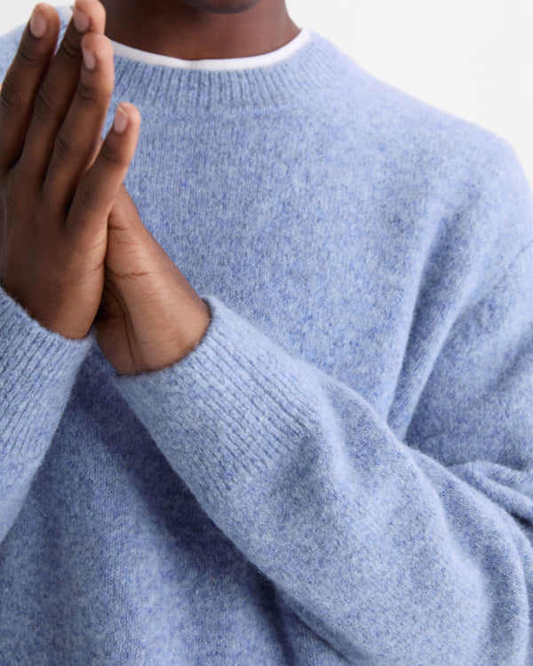 wax london men's Wilde - Pale Blue Fluffy Wool Crewneck