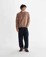 wax london men's Wilde - Pink And Brown Space Dye Wool Crewneck