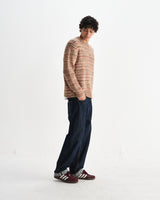 wax london men's Wilde - Pink And Brown Space Dye Wool Crewneck
