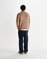 wax london men's Wilde - Pink And Brown Space Dye Wool Crewneck