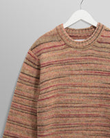wax london men's Wilde - Pink And Brown Space Dye Wool Crewneck