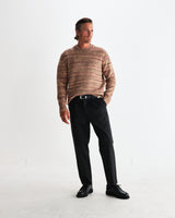 wax london men's Wilde - Pink And Brown Space Dye Wool Crewneck