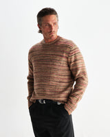 wax london men's Wilde - Pink And Brown Space Dye Wool Crewneck