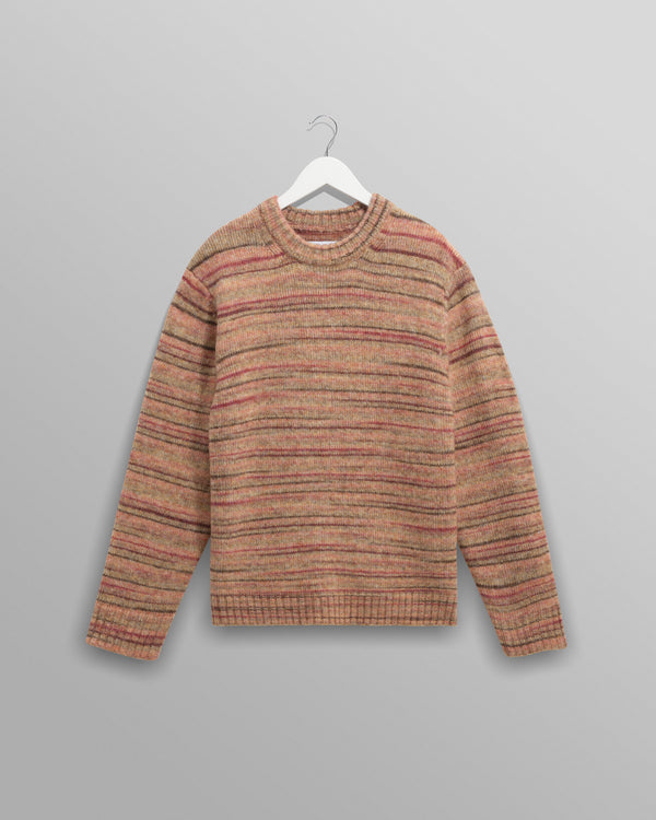 wax london men's Wilde - Pink And Brown Space Dye Wool Crewneck