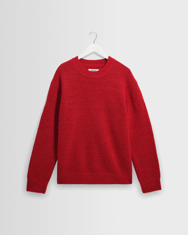 wax london men's Wilde - Red Fluffy Wool Crewneck