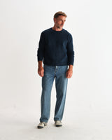 wax london men's Wilde - Teal Fluffy Wool Crewneck