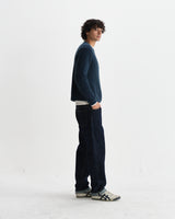 wax london men's Wilde - Teal Fluffy Wool Crewneck