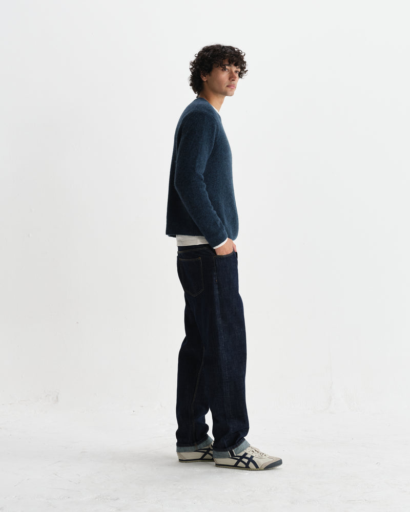wax london men's Wilde - Teal Fluffy Wool Crewneck