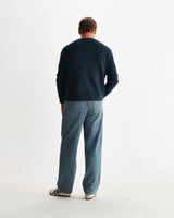 wax london men's Wilde - Teal Fluffy Wool Crewneck