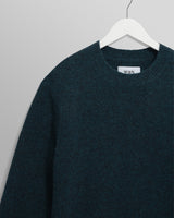 wax london men's Wilde - Teal Fluffy Wool Crewneck