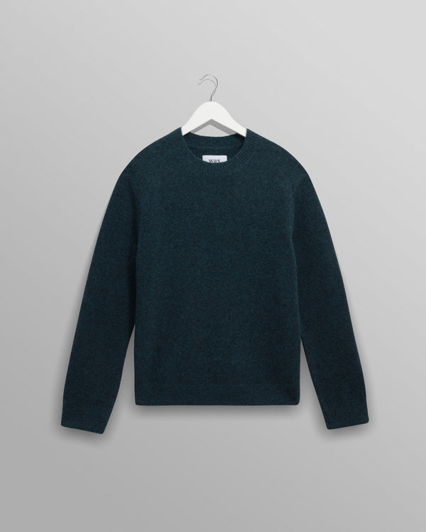 wax london men's Wilde - Teal Fluffy Wool Crewneck