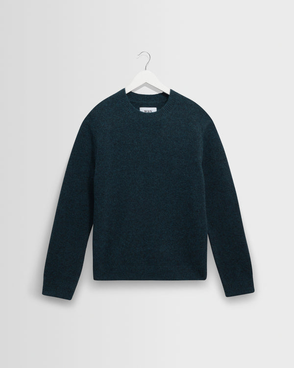 wax london men's Wilde - Teal Fluffy Wool Crewneck