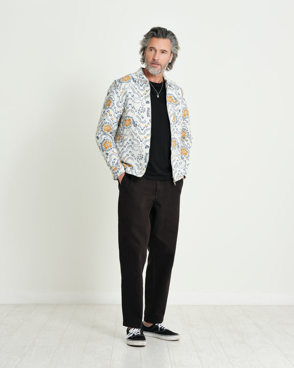 Chase Jacket Blue/Mustard Floral Jacquard